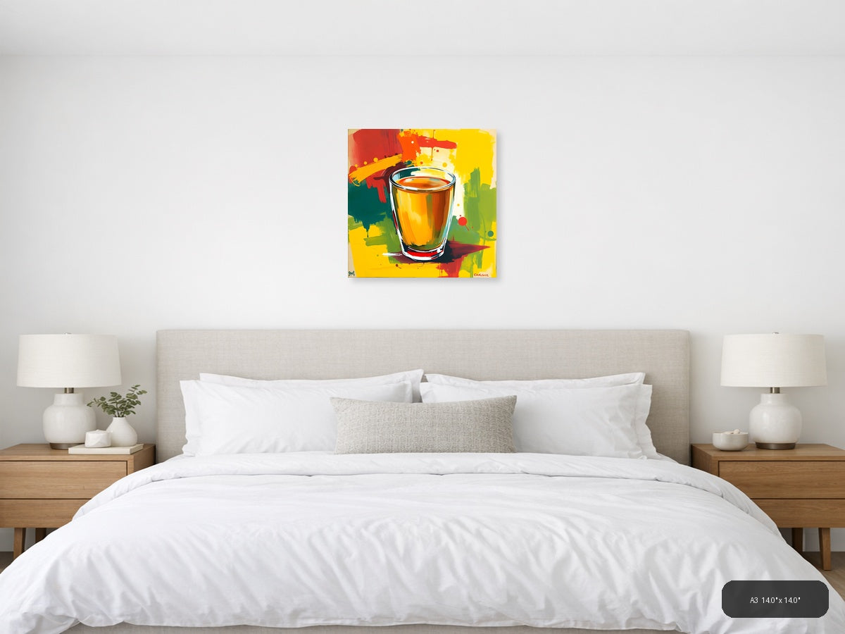 Colorful Abstract Glass of Tea Pop Art Wall Art — A3 / Bedroom