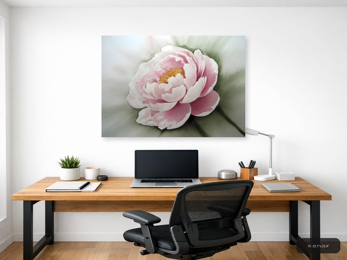 Pink Peony Watercolor Painting Wall Art — A1 / Office