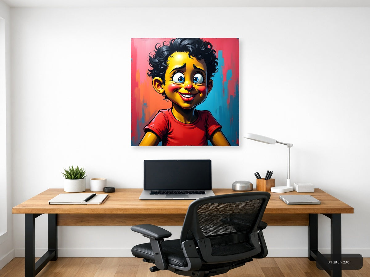 Vibrant Yellow Character Pop Art Wall Art — A1 / Office