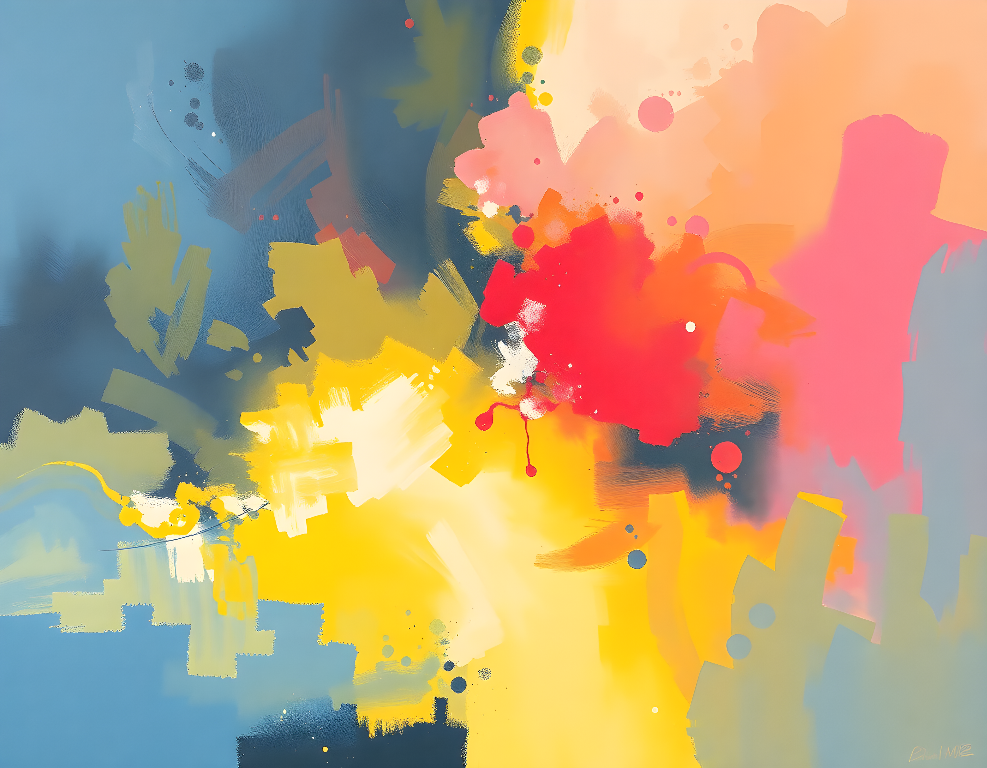 Vibrant Abstract Splatter Landscape Wall Art