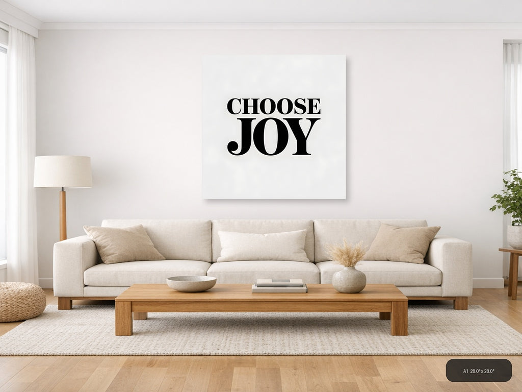 Choose Joy Minimalist Typography Black Wall Art — A1 / Living Room