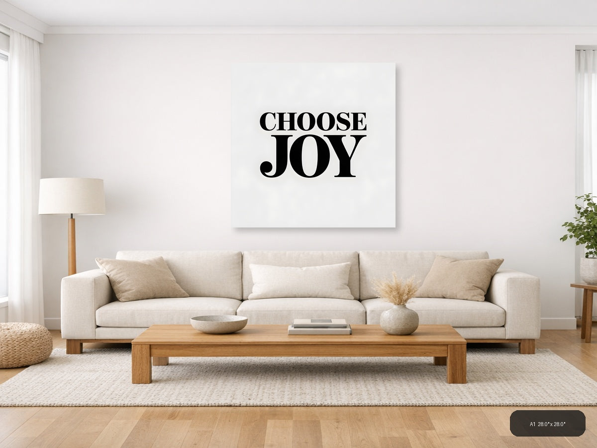Choose Joy Minimalist Typography Black Wall Art — A1 / Living Room