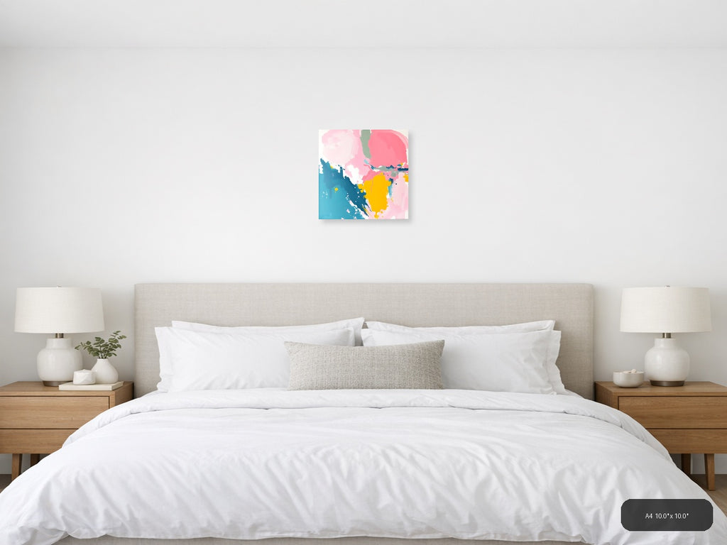 Abstract Profile in Pink, Blue & Yellow Wall Art — A4 / Bedroom