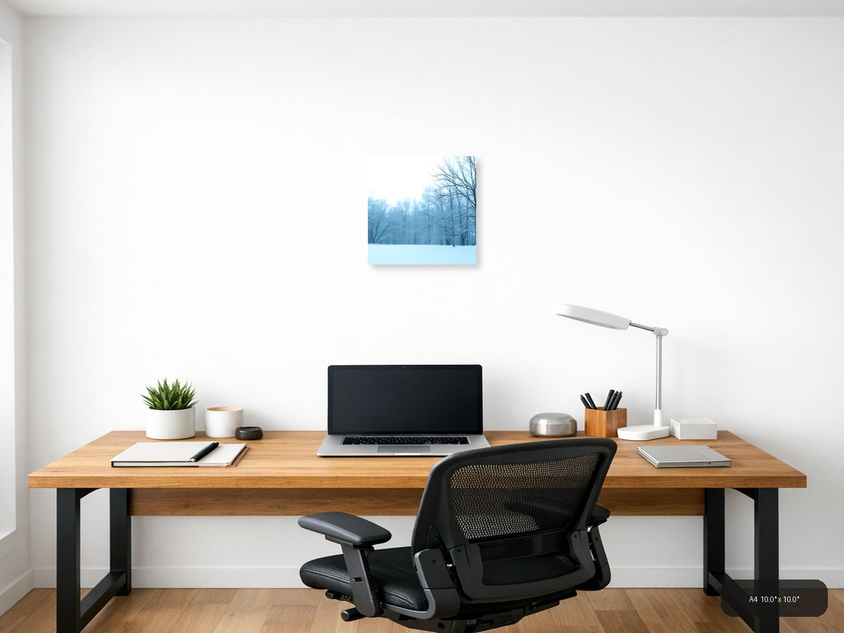 Minimalist Winter Forest Snow Landscape Wall Art — A4 / Office