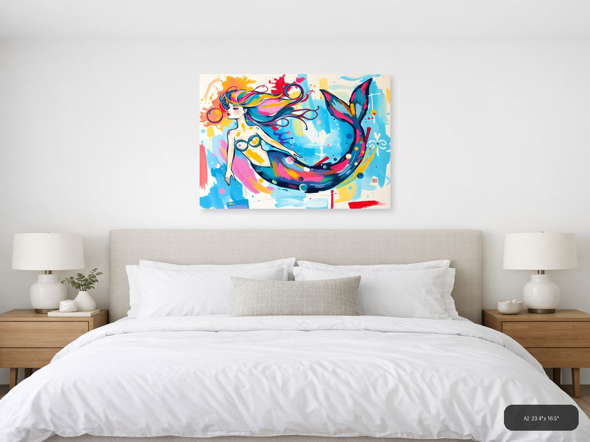 Colorful Mermaid Abstract Splash Modern Wall Art — A2 / Bedroom