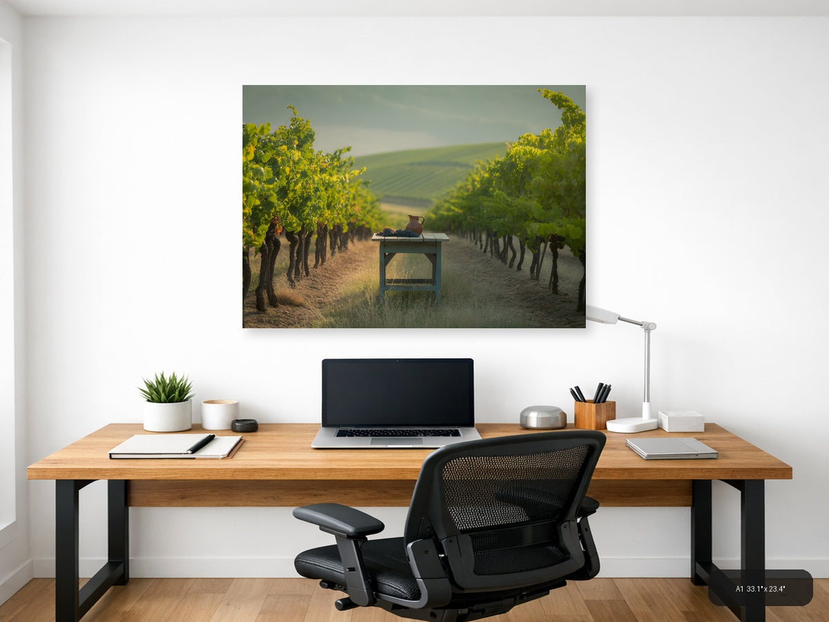 Vineyard Harvest Minimalist Landscape Wall Art — A1 / Office