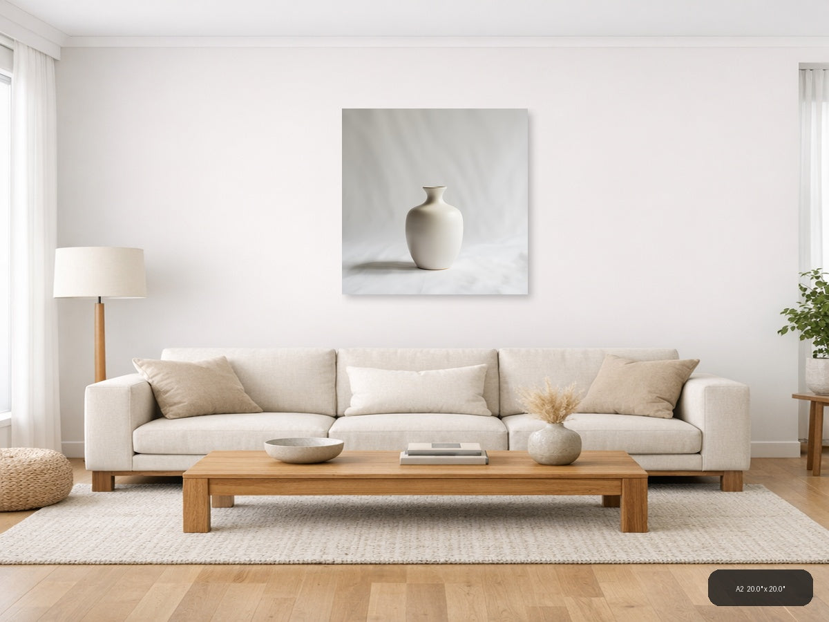 Minimalist White Ceramic Vase Sculpture Wall Art — A2 / Living Room