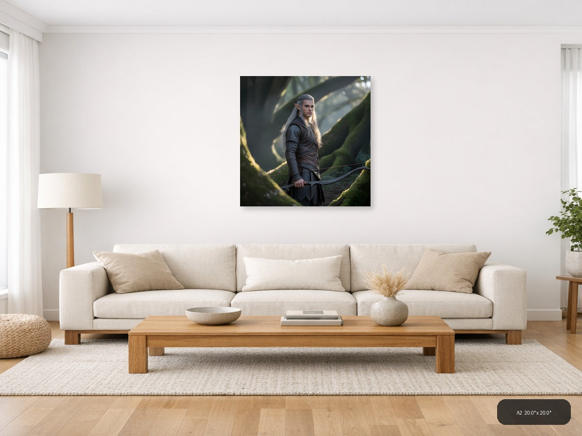 Elven Archer in Enchanted Forest Photography Wall Art — A2 / Living Room