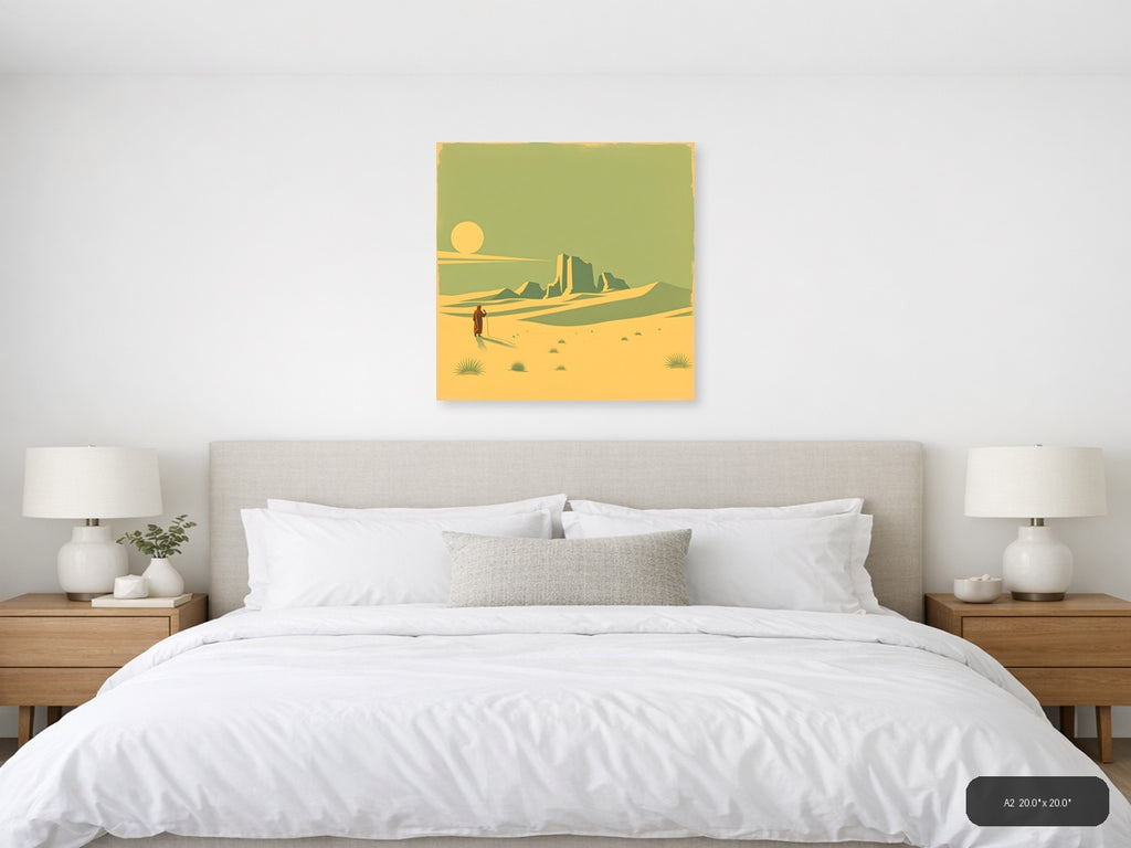 Vintage Desert Wanderer with Mesa - Retro Wall Art — A2 / Bedroom
