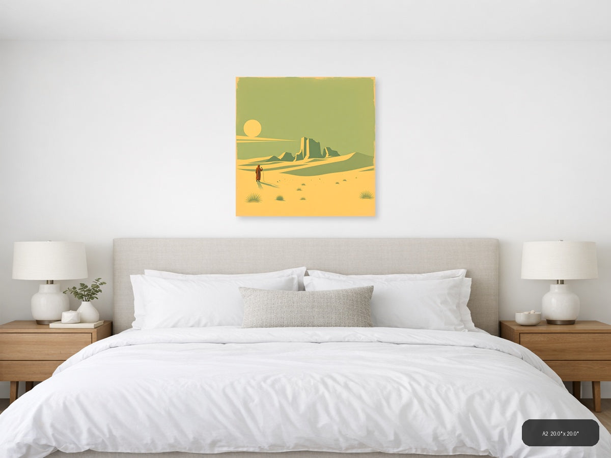 Vintage Desert Wanderer with Mesa - Retro Wall Art — A2 / Bedroom