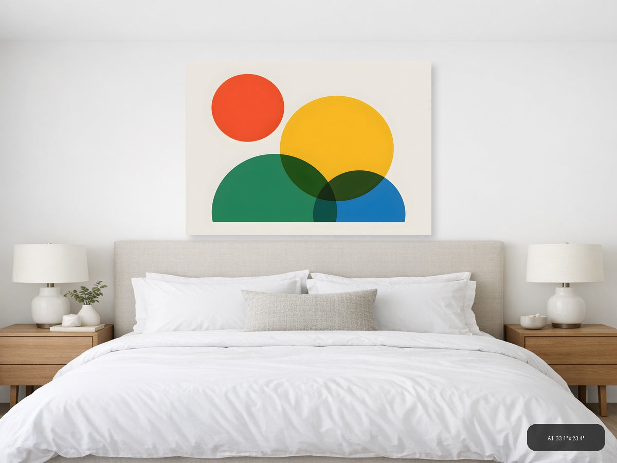 Minimalist Geometric Circles Overlap Abstract Wall Art — A1 / Bedroom