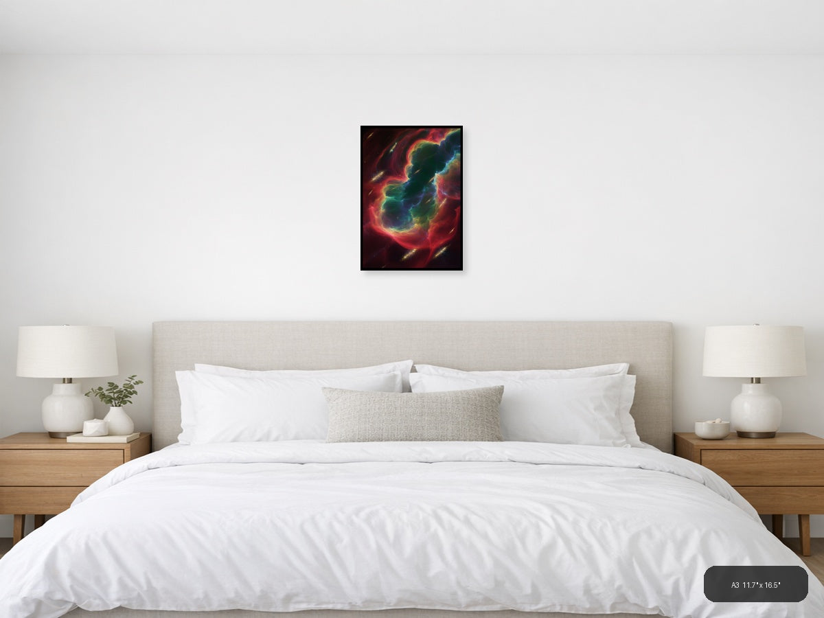 Vibrant Abstract Nebula Swirl - Colorful Modern Wall Art — A3 / Bedroom