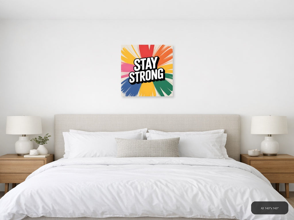 Stay Strong Motivational Abstract Radiant Wall Art — A3 / Bedroom
