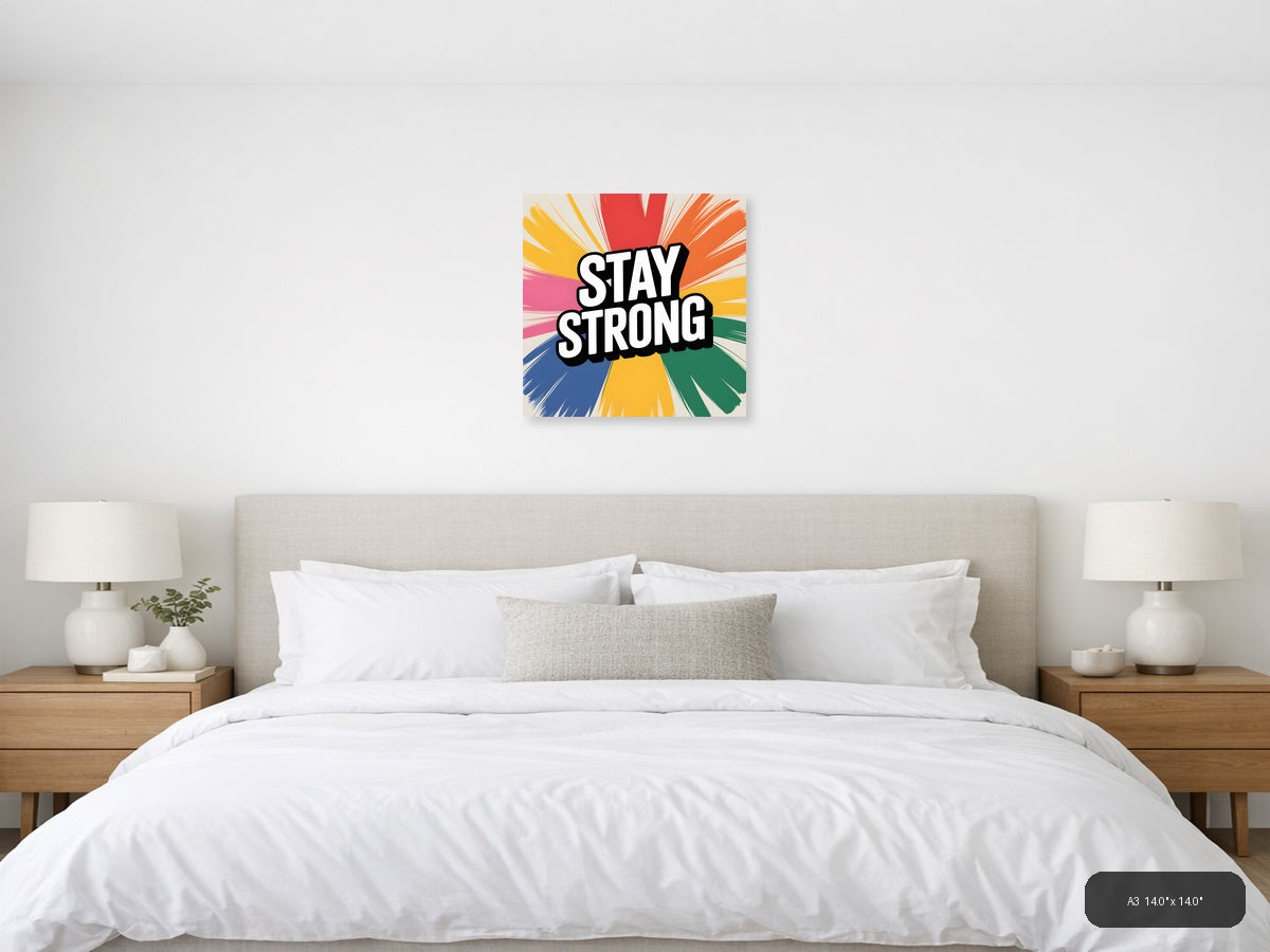Stay Strong Motivational Abstract Radiant Wall Art — A3 / Bedroom