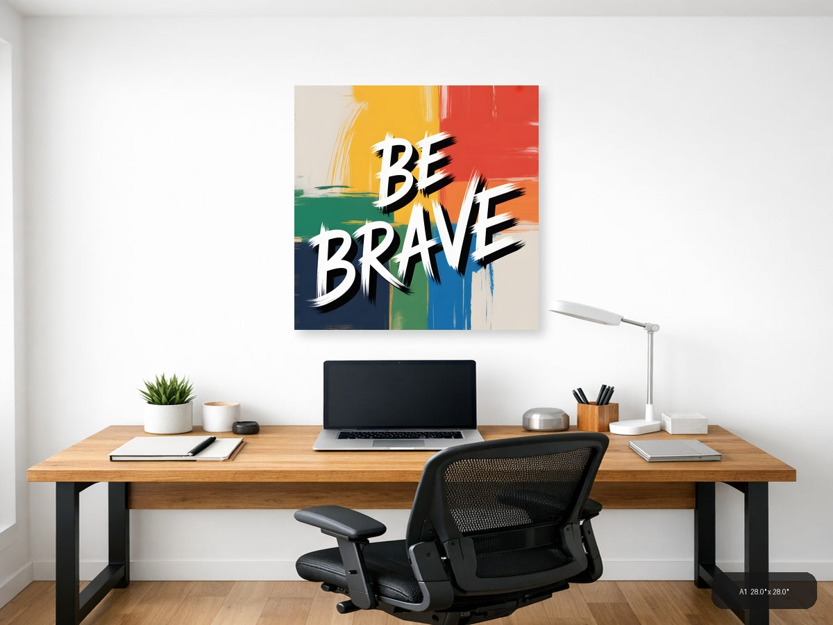 Be Brave Abstract Colorblock Canvas Wall Art — A1 / Office