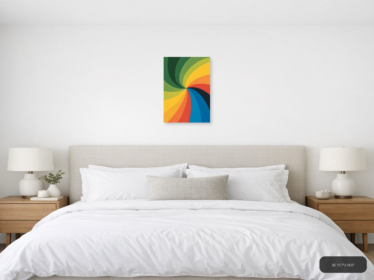 Colorful Spiral Rainbow Swirl Abstract Photography Wall Art — A3 / Bedroom