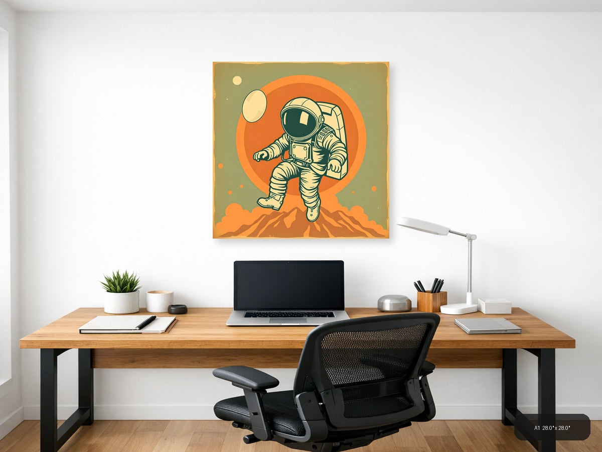 Vintage Astronaut on Mars - Retro Space Wall Art — A1 / Office