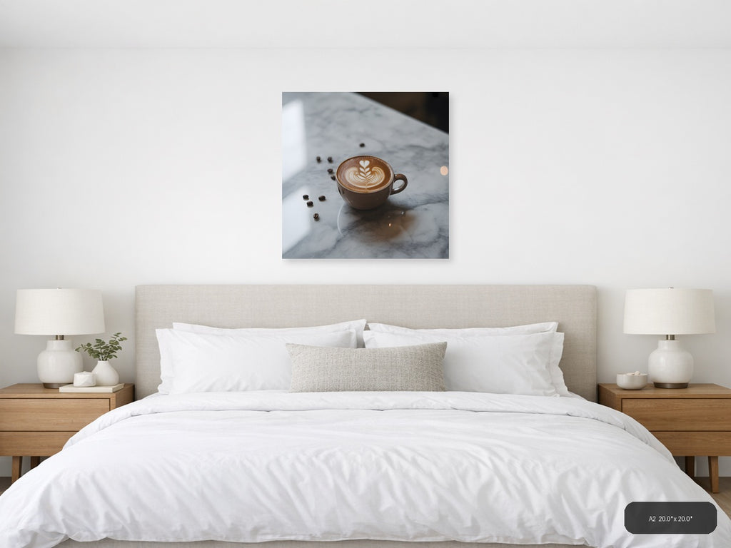 Minimalist Latte Art Coffee Cup Wall Art — A2 / Bedroom