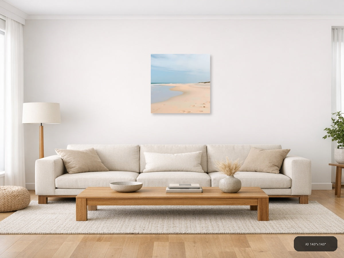 Minimalist Sandy Beach with Tidal Pool - Square Wall Art — A3 / Living Room