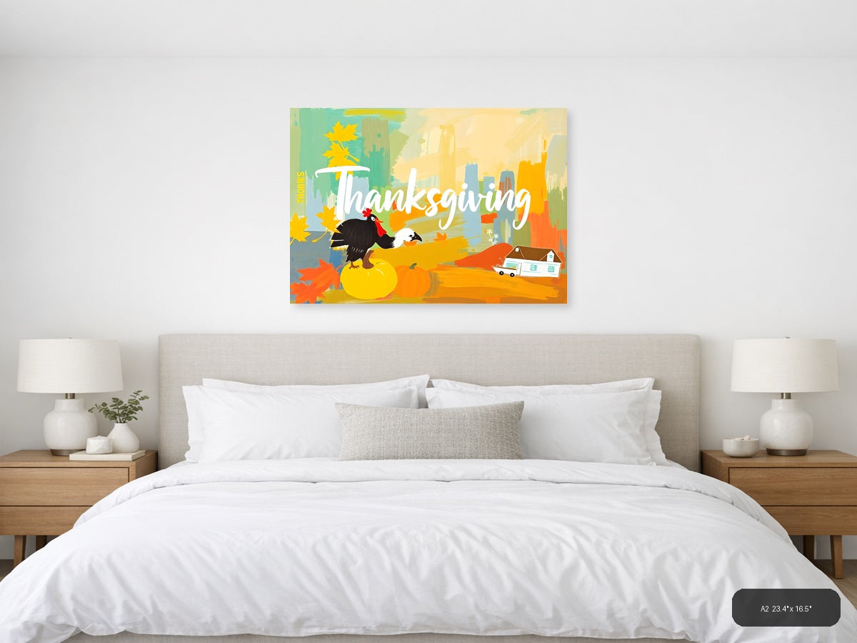 Thanksgiving Turkey Abstract Cityscape Wall Art — A2 / Bedroom