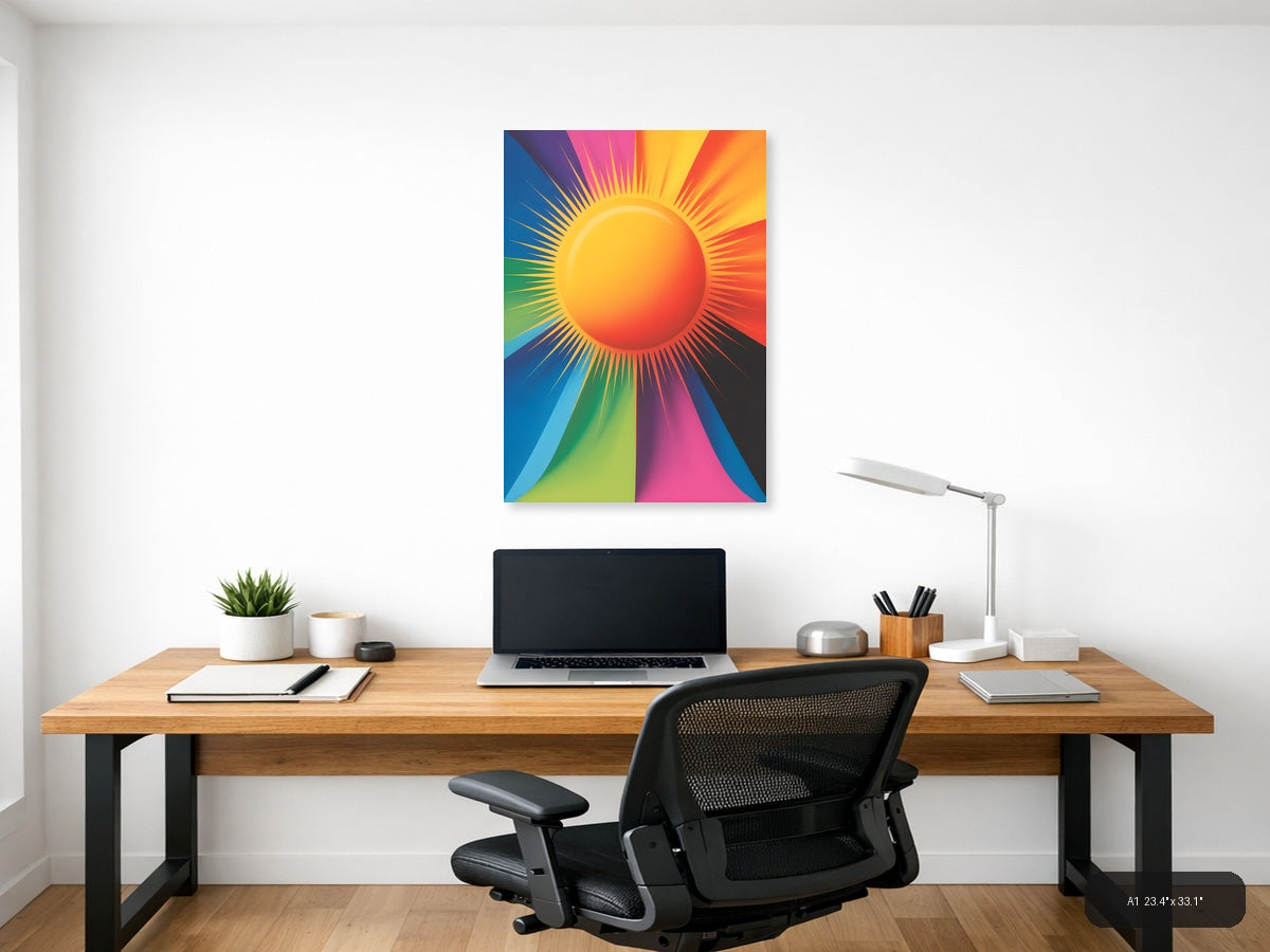 Colorful Sun Rays Digital Photography Wall Art — A1 / Office