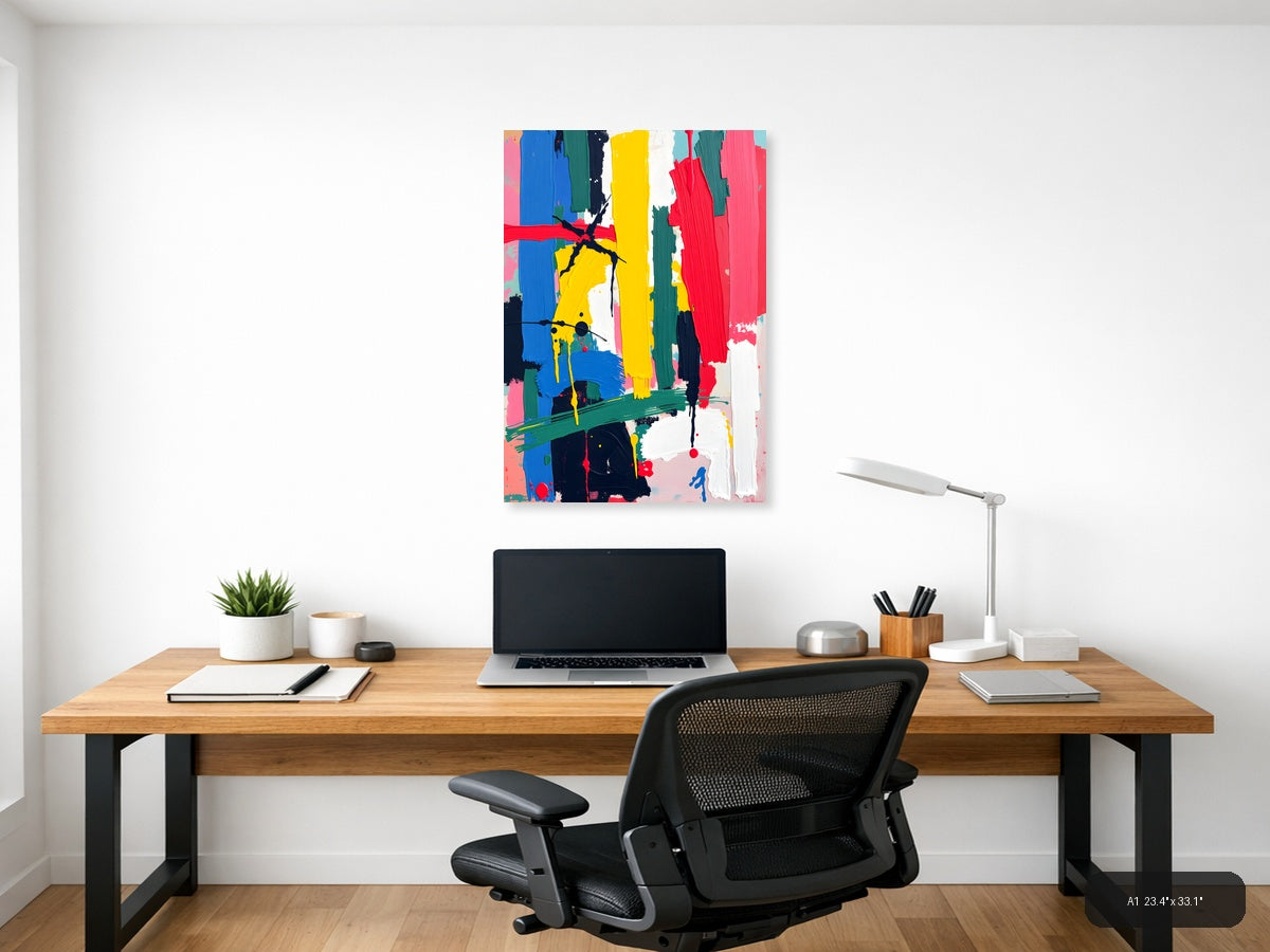 Vibrant Abstract Expressionist Vertical Stripes Wall Art — A1 / Office