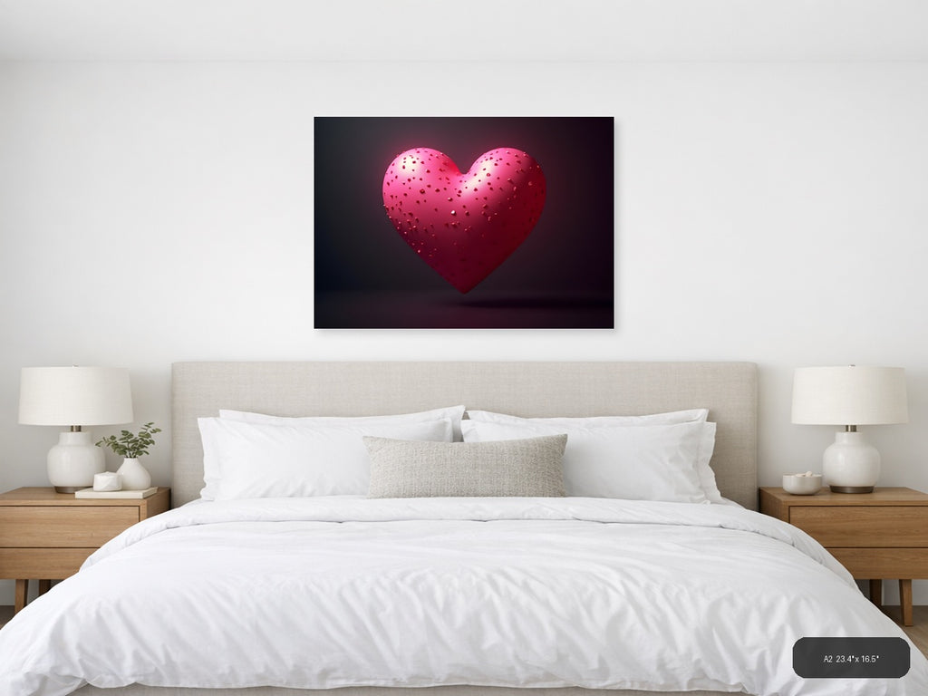 3D Pink Heart with Textured Surface Photography Wall Art — A2 / Bedroom