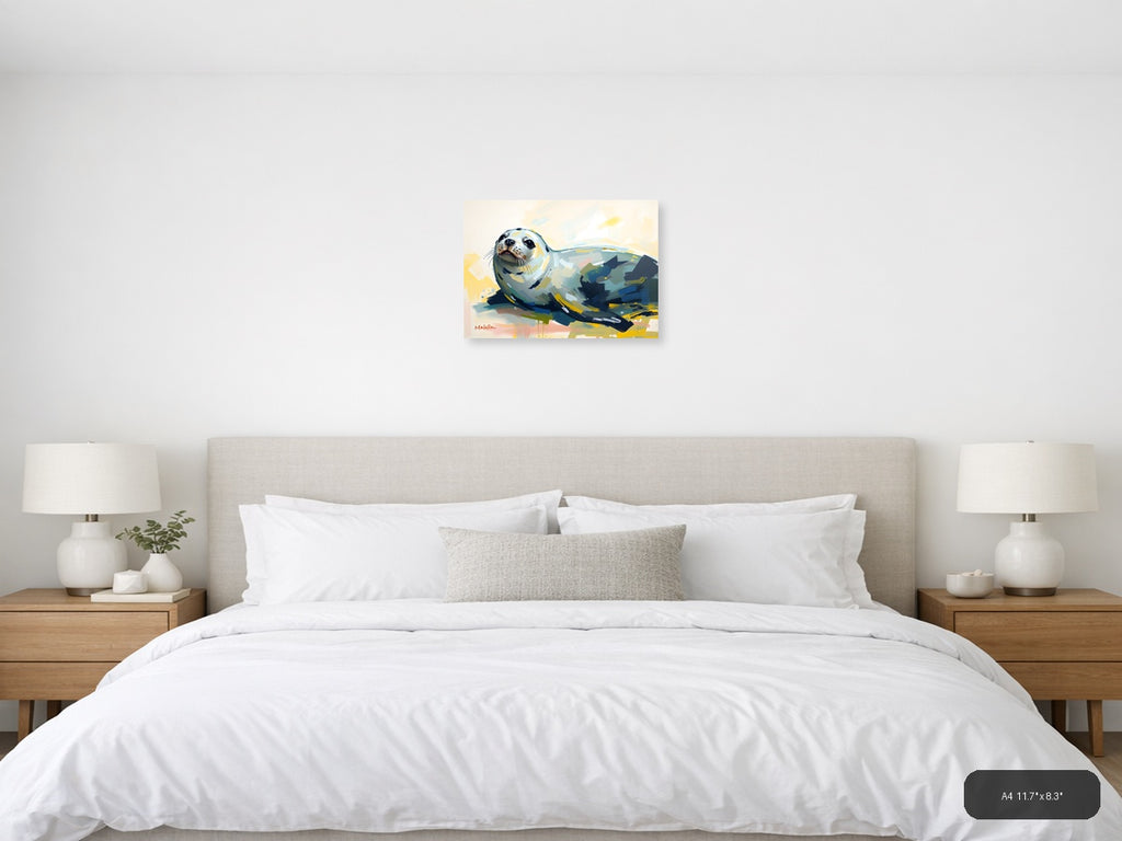 Abstract Seal Portrait - Modern Animal Wall Art — A4 / Bedroom