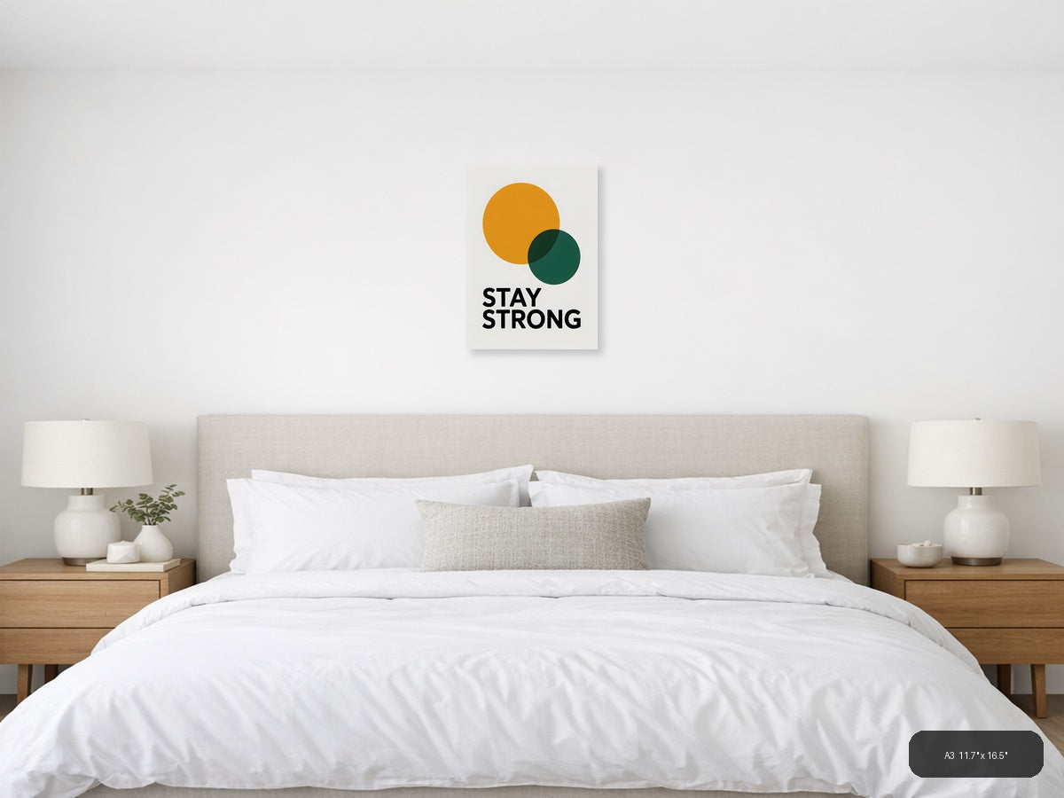 Stay Strong Minimalist Circle Overlap Wall Art — A3 / Bedroom