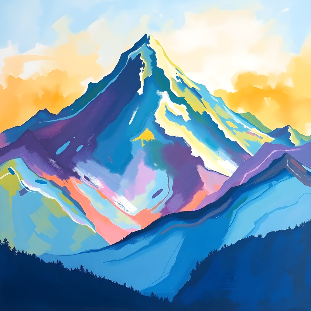 Colorful Abstract Mountain Peak Canvas Wall Art