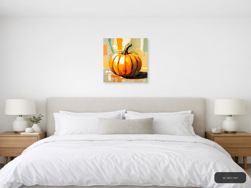 Abstract Orange Pumpkin Modern Painting Wall Art — A3 / Bedroom