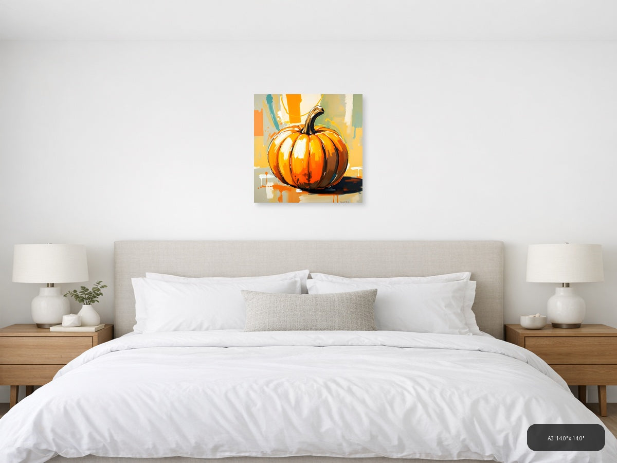 Abstract Orange Pumpkin Modern Painting Wall Art — A3 / Bedroom