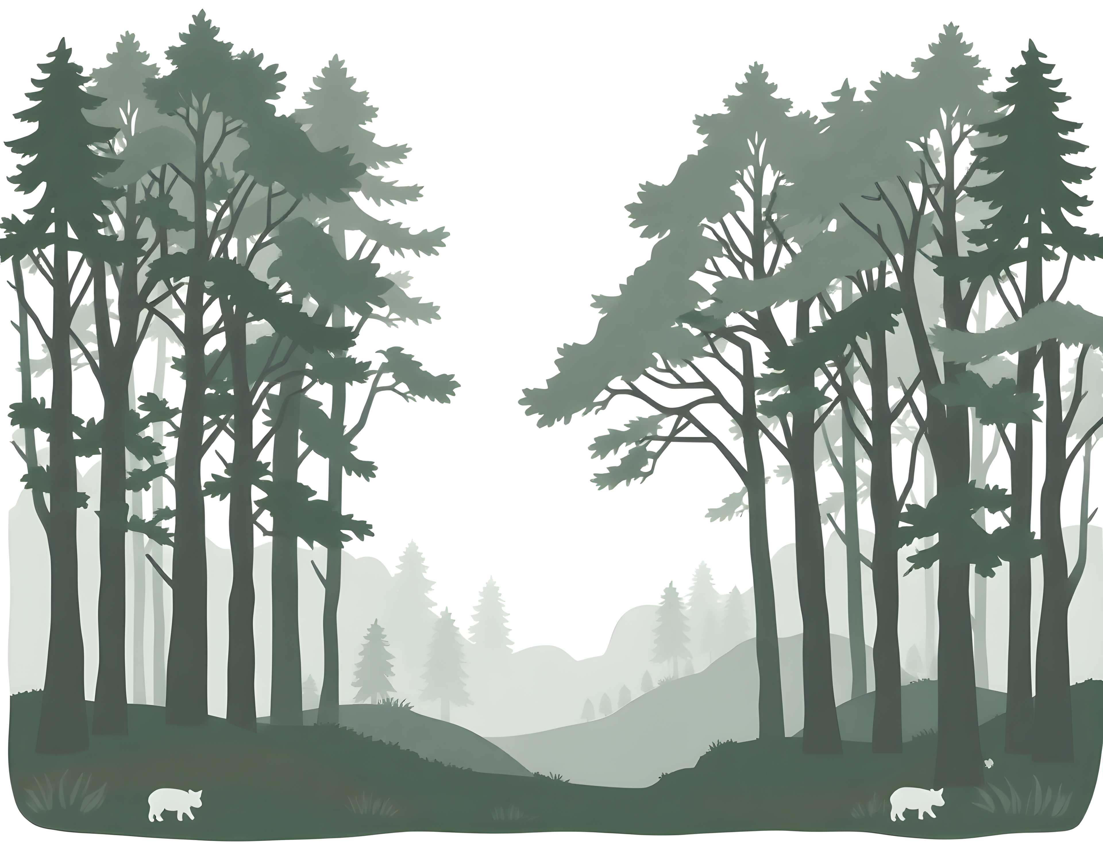 Minimalist Forest Path Landscape Wall Art