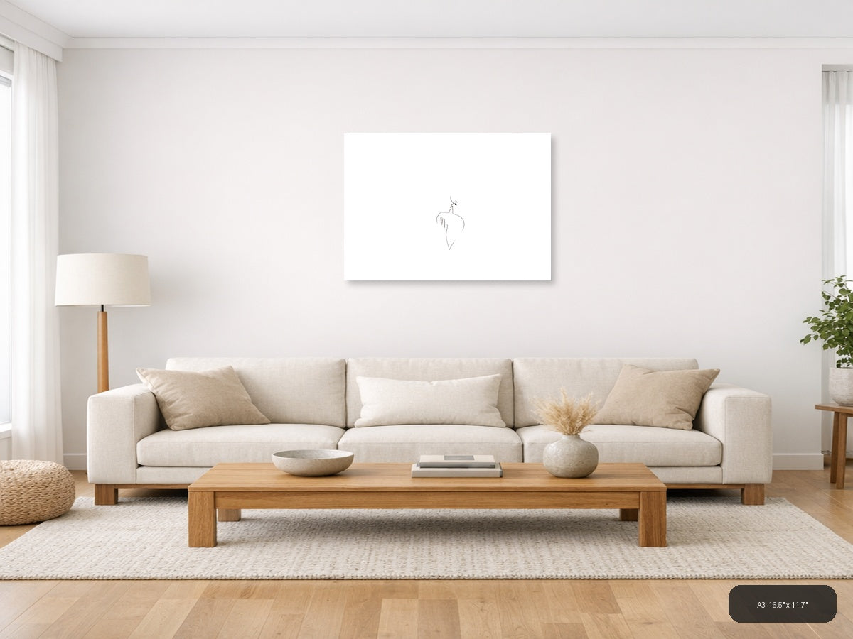 Minimalist Line Drawing Woman Silhouette Wall Art — A3 / Living Room