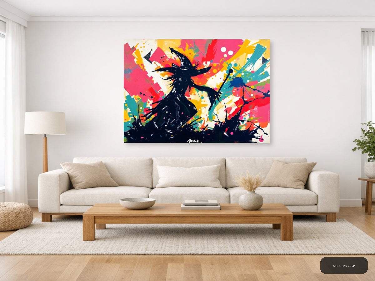 Colorful Abstract Silhouette Figure Splash Wall Art — A1 / Living Room