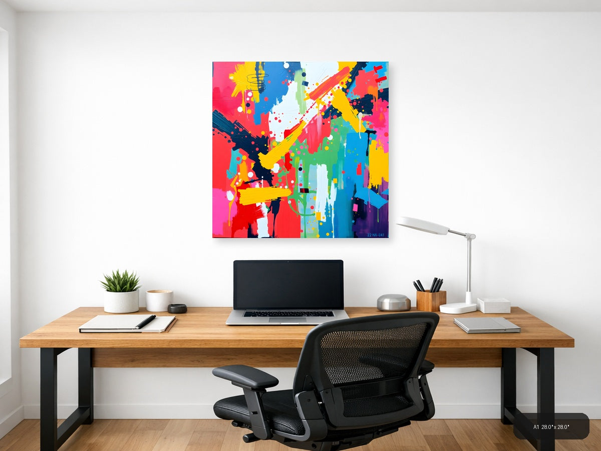 Vibrant Abstract Splash Pop Art Wall Art — A1 / Office