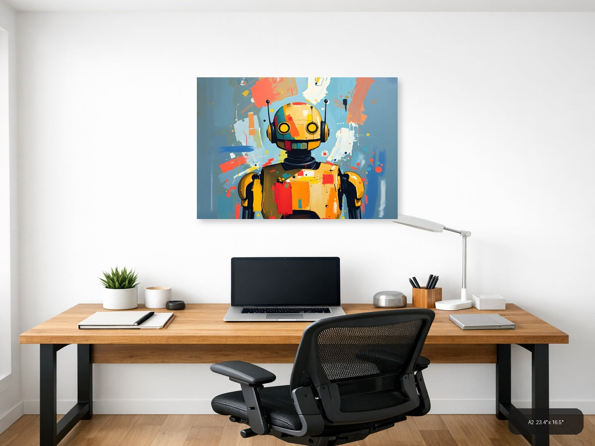 Colorful Robot Portrait Abstract Modern Wall Art — A2 / Office