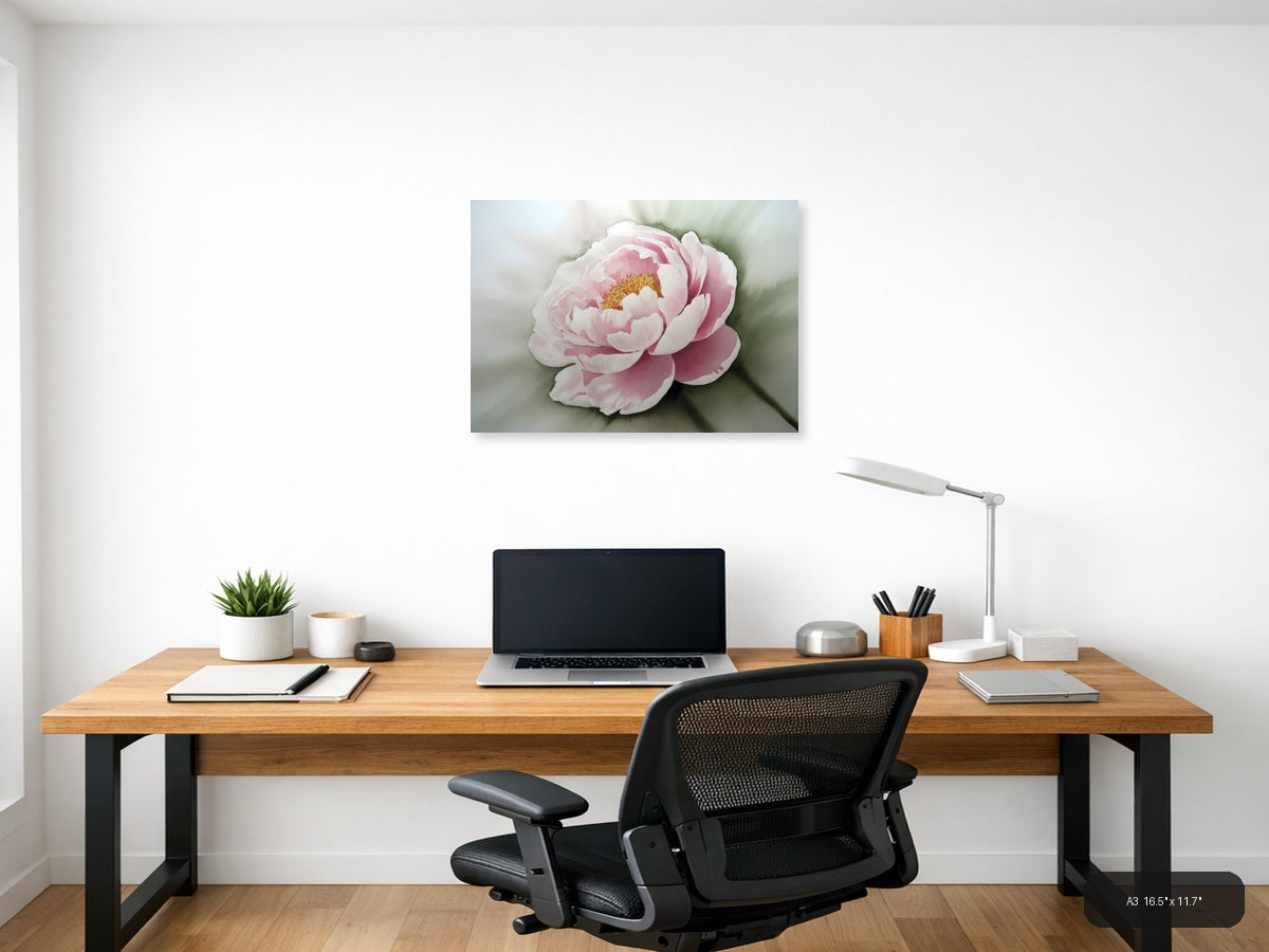Pink Peony Watercolor Painting Wall Art — A3 / Office
