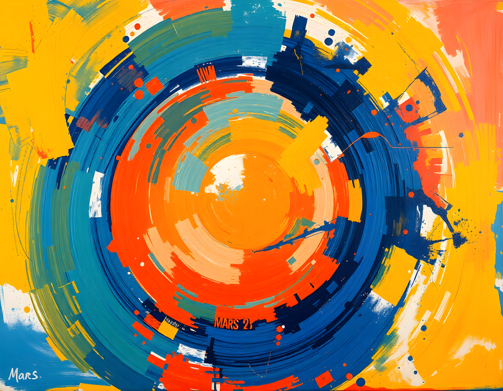 Vibrant Concentric Circles Abstract Modern Wall Art