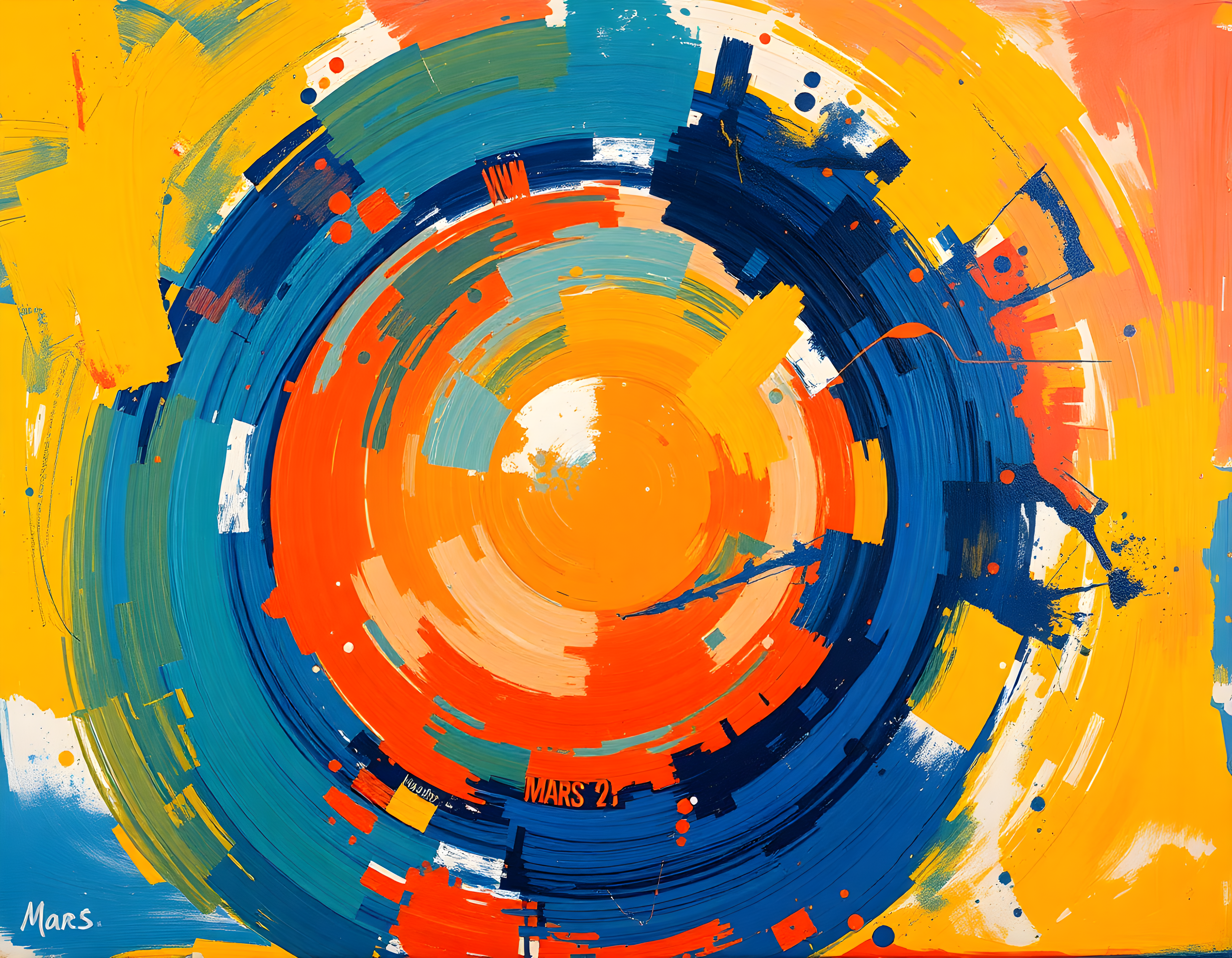 Vibrant Concentric Circles Abstract Modern Wall Art