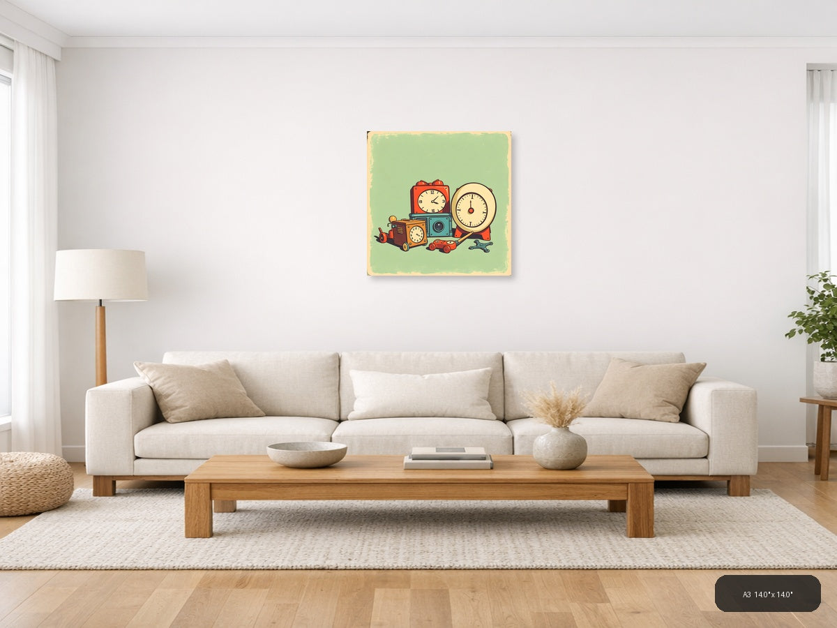 Vintage Toy Collection Retro Wall Art — A3 / Living Room