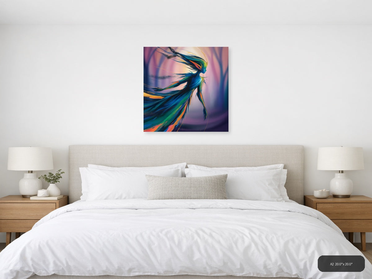 Colorful Abstract Woman Silhouette Wind Flow Wall Art — A2 / Bedroom