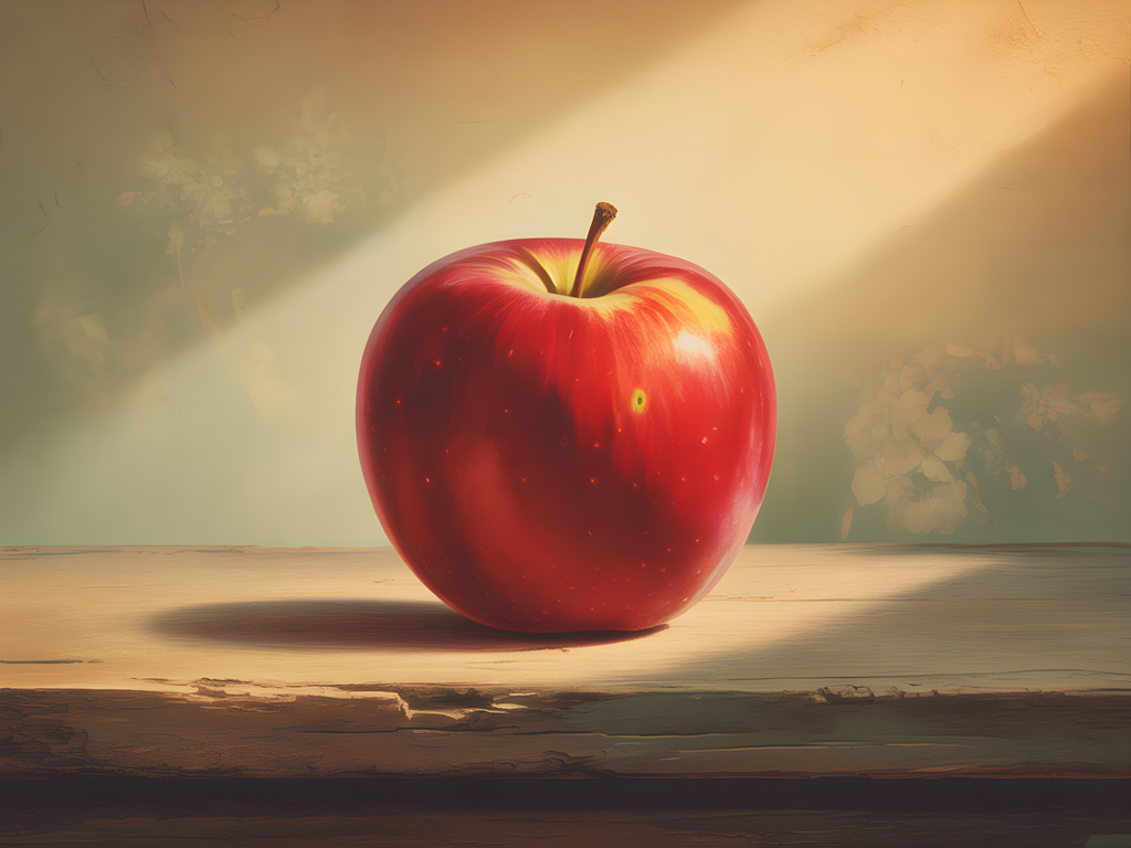 Vintage Red Apple Sunlit Still Life Wall Art