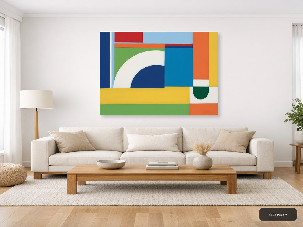 Colorful Abstract Geometric Shapes Modern Wall Art — A1 / Living Room