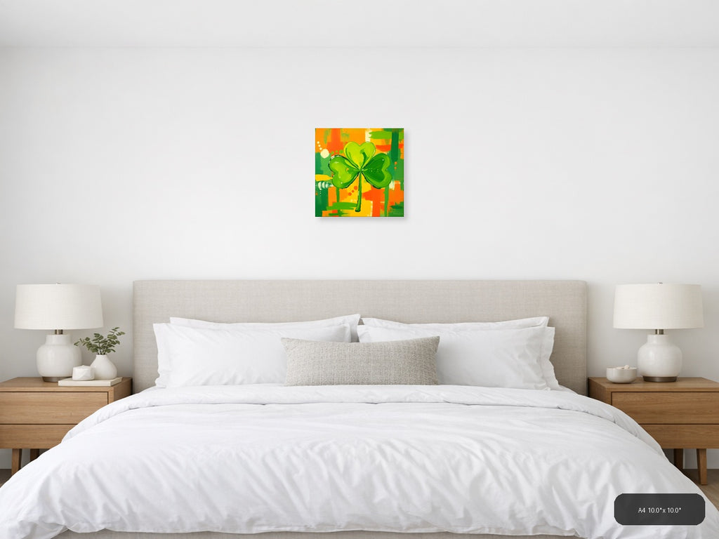 Abstract Green Shamrock St Patrick's Day Wall Art — A4 / Bedroom