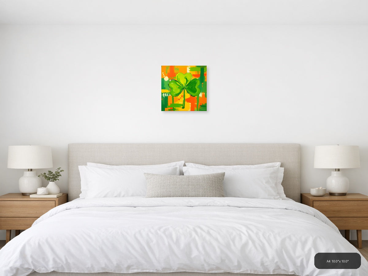 Abstract Green Shamrock St Patrick's Day Wall Art — A4 / Bedroom