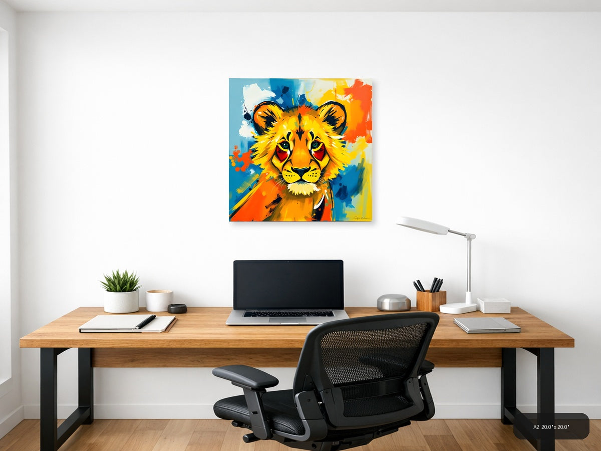 Colorful Abstract Lion Head Pop Art Wall Art — A2 / Office