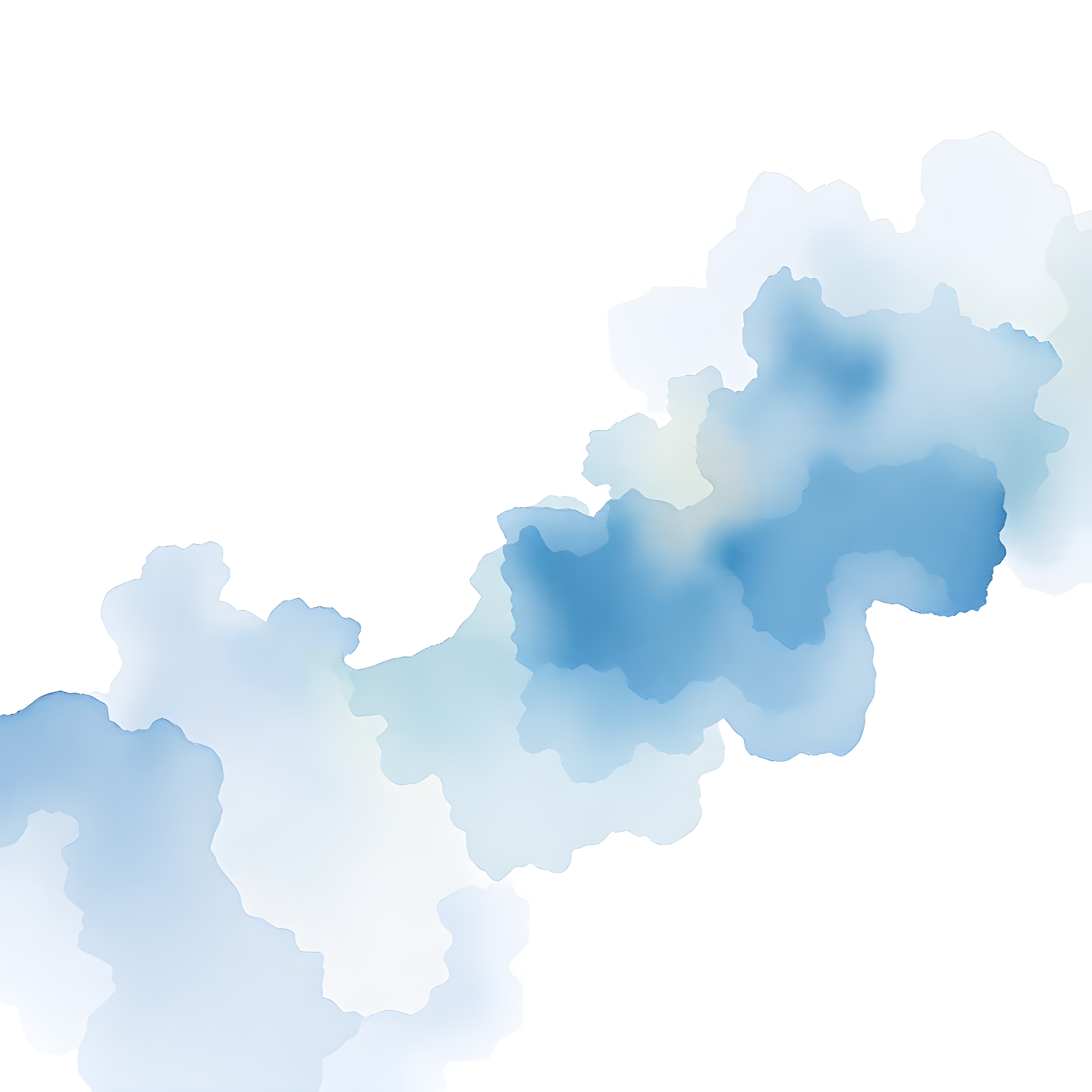 Blue Watercolor Cloud Formations Abstract Wall Art