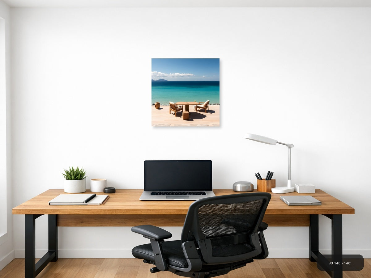 Minimalist Coastal Terrace Ocean View Wall Art — A3 / Office