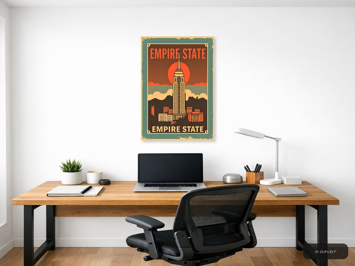 Empire State Building Vintage Poster Wall Art — A1 / Office